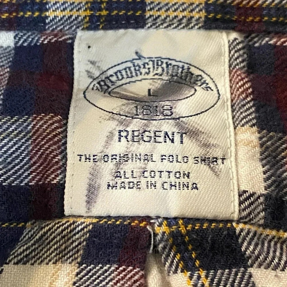 Brooks Brothers maroon white black men plaid button up long cuff sleeve shirts L - Picture 3 of 9